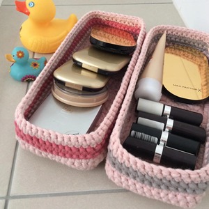 Yellow Macrame Basket Handmade Storage Organizer for <b>Handkerchief</b> Skincare Makeup Tabletop Home Decor and Essentials From India - Product Image 2