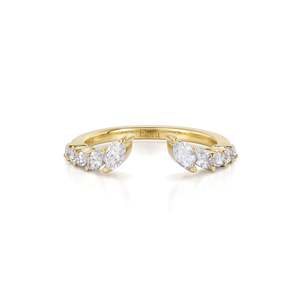 Anillo de Diamante Cultivado en Laboratorio con Corte Marquise Perry, Banda Abierta, Oro Amarillo/Blanco/Rosa de 14K/18K, Piedra Lateral de 0.55ct, Claridad VVS1-VS2 - Product Image 1