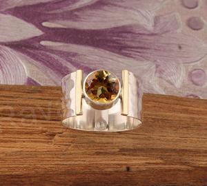 Citrine naturelle 10x14mm lunette sertie paon coupe solide 925 argent Sterling femmes Baho bague Fine éternité Vermeil cadeau bijoux - Product Image 4