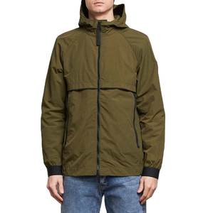 Veste coupe-vent respirante grande taille en toile, design personnalisé, imperméable, à capuche, pour homme, hiver, effet délavé, service OEM - Product Image 1