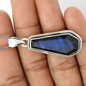 Blue <b>Labradorite</b> Coffin Shape <b>Pendant</b> 925 Sterling Silver Natural Gemstone Customized Handmade Jewelry Wholesale Price Suppliers - Product Image 3