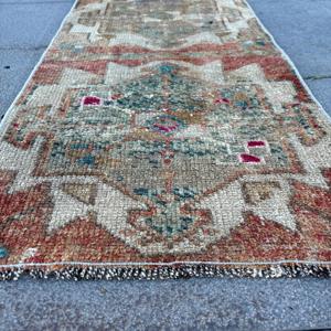 1.3x2.6 ft Vintage Rug, Turkish Small Rug, <b>Brown</b> Moroccan <b>Wool</b> Rug - Product Image 5