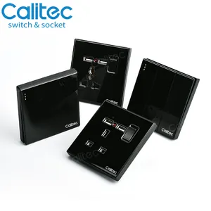 Calitec英国标准沙特阿拉伯亚克力/钢化玻璃圆形45A空调墙壁开关插座厂家供应