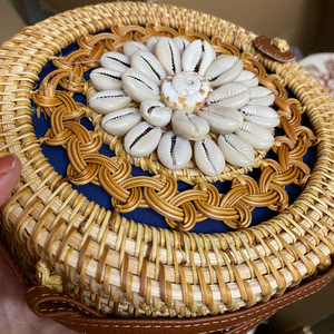 กระเป๋าถือหวายสีสดใสอุปกรณ์เสริมที่สะดุดตาทำด้วยมือสำหรับคนรักชายหาดกระเป๋าถือหวายจากแหล่งกำเนิด2025 - Product Image 1