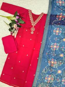 ชุดเดรสชนเผ่าสไตล์แฟนซีชุดต้อนรับแบบพิเศษคอวีมีกระจกข้างสว่างดีไซน์ฮิตชุดแฟชั่น salwar ทำจากเส้นใยวิสคอส - Product Image 5