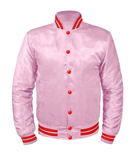 Chaqueta de bombardero de satén de calle de moda, ropa de abrigo de béisbol OEM personalizada con parche de pecho bordado, chaqueta universitaria - Product Image 4
