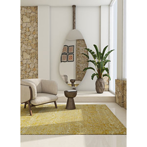 Alfombra Kavi Gold de Lana y Seda de Bambú Anudada a Mano, Diseño Clásico Abstracto Teoría del Caos, Decoración para Sala de Estar, Pasillo y Hogar - Product Image 5