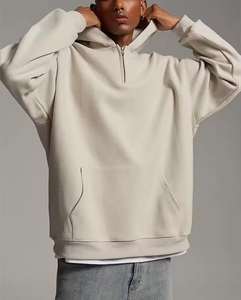 Sudadera con Capucha Corta de Felpa Francesa de Algodón de 400-600 g/m² para Hombre, Estilo Holgado, con Media Cremallera, Esencial para el Invierno, Color Sólido, Novedad de 2025 - Product Image 5