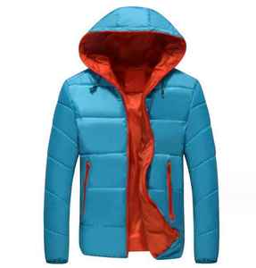 Blouson matelassé homme automne/hiver avec logo personnalisé, col montant, imperméable, fermeture éclair, style urbain, chaud, en toile sur le devant - Product Image 1