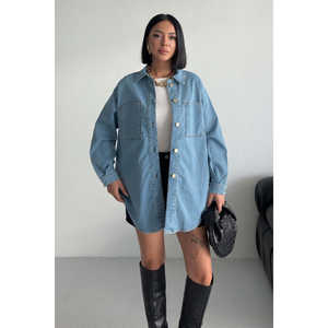 เสื้อเชิ้ตเดนิมโอเวอร์ไซส์สำหรับผู้หญิง - Product Image 2