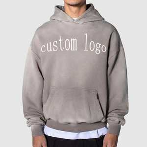 Sun Fade Acid Wash Hoodies Sweat à capuche zippé personnalisé 100% coton poids lourd pull bouffée surdimensionné Streetwear - Product Image 4