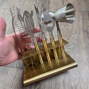 Luxury Stainless Steel Finish <b>Bar</b> <b>Tool</b> Set with Stand Professional Cocktail Making Accessories Durable Home <b>Bar</b> Essential - Product Image 2