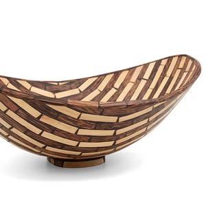 Cuencos Ovalados de Madera de Coco con Patrón de Zebra, Ecológicos, Hechos a Mano, con Incrustaciones de Concha, Aptos para Alimentos, Vajilla de Madera de 31 cm - Product Image 1