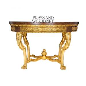 Mesa de Entrada Redonda Clásica de Lujo, Latón y Madera - Product Image 2