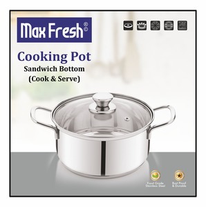 Maxfresh Pots à soupe et à bouillon de qualité supérieure Design moderne avec poignée en acier métallique de qualité facile à saisir et couvercle en verre Qualité d'exportation - Product Image 3