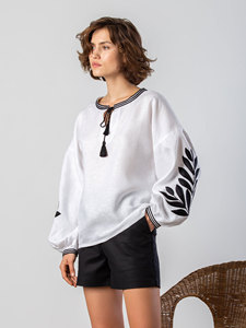 Robe longue ample décontractée de couleur blanche Robe traditionnelle ukrainienne formelle courte de grande taille Robe courte personnalisée en gros - Product Image 3