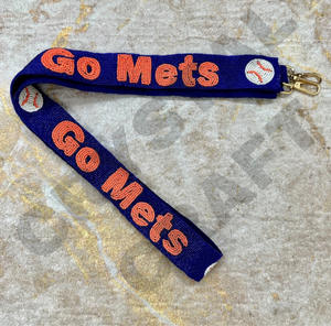 Go Tigers blue Customized <b>White</b> Gold Seed Bead Bag Straps 'Hook Em Horns' Fashionable Accessory Beaded <b>Purse</b> Strap - Product Image 5