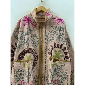 Bagh <b>Reversible</b> <b>Jacket</b> Blush Folk Varsity Style Outerwear Lace Decoration Suede Leather Material Cotton Nylon Filling-for All - Product Image 4