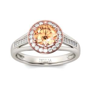 Jeulia Anniversary <b>Ring</b>-<b>Split</b> Shank Halo Round Cut Sterling Silver - Product Image 1