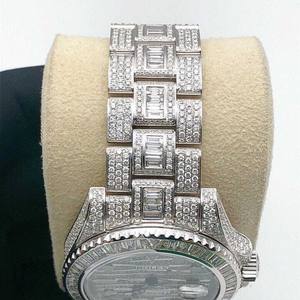 Baguette Vvs Moissanite นาฬิกากลไกอัตโนมัติทำจากเพชรทันสมัยหรูหราฮิปฮอปวิบวับจากอินเดีย - Product Image 5