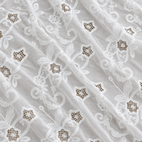 Tissu en dentelle brodée à œillets floraux blancs, transparent, ajouré, pour robes et chemisiers (vente en gros)