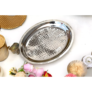 Plato de fruta de acero inoxidable plateado europeo moderno disponible en tamaños pequeños y grandes para el hogar, cocina, uso en fiestas de bodas, paquete al por mayor - Product Image 1