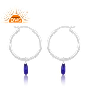 Pendiente colgante de piedras preciosas de resina azul de plata de ley fina de último diseño, joyería personalizada para mujer, regalo para ella - Product Image 4