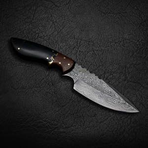 Wholesale Custom Handmade Quanah Damascus Steel Hunting <b>Knife</b> 1095 15N20 <b>Twist</b> Pattern Full Tang Fixed Blade OEM Leather Sheath - Product Image 1