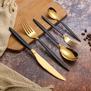 Juegos de Cubiertos de Metal de estilo occidental con mango de esmalte azul, acabado dorado para mesa de comedor, vajilla, juegos de cubiertos para comer - Product Image 3