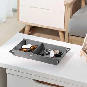 Bandeja de Servicio de Cuero PU Duradero con Base de Terciopelo, Plateado Personalizable y Vajilla para Frutos Secos y Regalos de Hospitalidad, India - Product Image 5