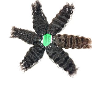 Cuticule brute alignée machine indienne noire double trame cheveux faisceaux ondulés naturels temple Extensions de cheveux humains brésiliens - Product Image 5