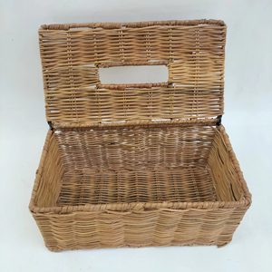 Boîte distributrice de mouchoirs en rotin naturel de luxe, mallette de rangement élégante et moderne pour serviettes de table - Product Image 1