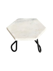 High Quality <b>Marble</b> Top with Black Metal Legs <b>Cake</b> <b>Stand</b> with Customization From India - Product Image 5