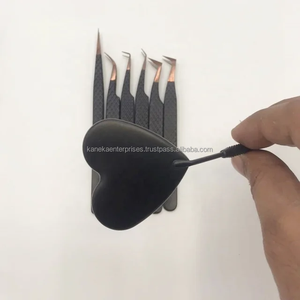 Ensemble de pinces à épiler professionnelles en or rose, pointe noire, acier inoxydable, anti-magnétique, anti-statique, extension de cils en volume, miroir - Product Image 3