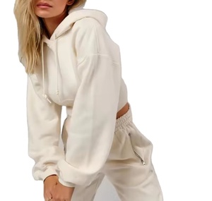 Vêtements de sport d'entraînement en deux pièces pour femmes, de qualité supérieure, à capuche, décontractés, imprimés, respirants, en polaire technique, grande taille, hiver, fitness - Product Image 4