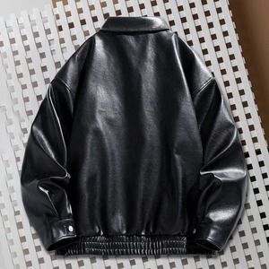แจ็กเก็ตหนังแท้แฟชั่นสำหรับผู้ชาย, แจ็กเก็ตหนังนิ่มสีทึบของผู้ชายแจ็คเก็ตหนังลำลองยอดนิยมเรียบง่าย2024สำหรับฤดูใบไม้ร่วง - Product Image 4