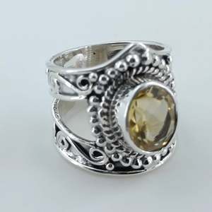 Navya Craft Women's Handmade 925 Sterling <b>Silver</b> <b>Ring</b> Citrine Oval Bezel <b>Set</b> Gift for Women - Product Image 3