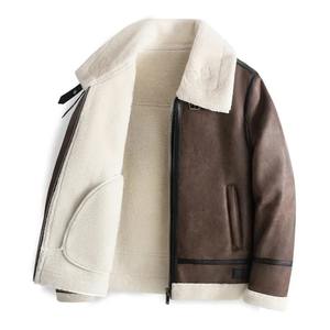 Abrigo de Cuero Sintético de Lujo para Hombre con Forro de Piel de Oveja Gruesa y Cuello Alto, Chaqueta Nueva de Marca de Cachemira Cálida - Product Image 1