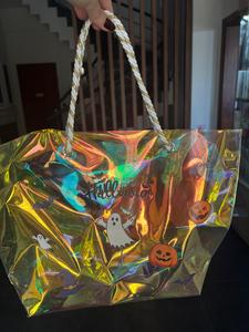 Bolsa de Regalo de PVC Holográfica, Bolsa de Compras Personalizada con Asas de Cuerda, Bolsa de Plástico Reciclable para Empaque de Halloween - Product Image 1