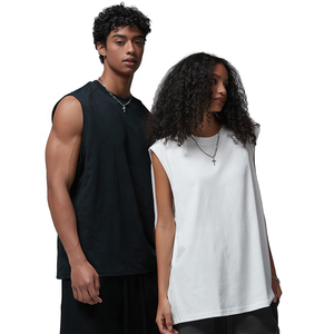 <b>Men's</b> Sleeveless Tank Top O-Neck Solid Color Knitted Cotton Casual <b>Vest</b> <b>White</b> Black Regular Fit Breathable - Product Image 1