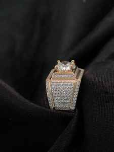 Hip Hop <b>Iced</b> Out Moissanite Diamond Round Cut Men's <b>Ring</b> Square Shape Jewelry For Men's Gift 925 Sterling Silver - Product Image 2