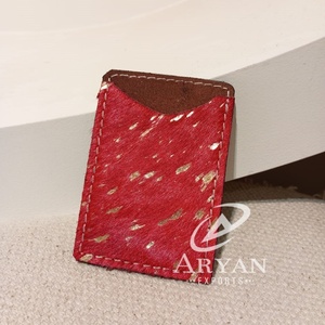 2024 nouvelle vente chaude 100% véritable peau de vache porte-carte de crédit véritable cheveux sur métallique Western porte-cartes personnalisé en cuir carte portefeuille - Product Image 1