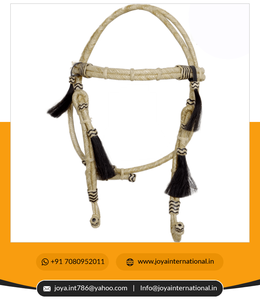 Tressé à la main Western Raw- Hide Leather Tressé Headstall/Bridle avec des bandes noires Ephemeral Horse Products - Product Image 5