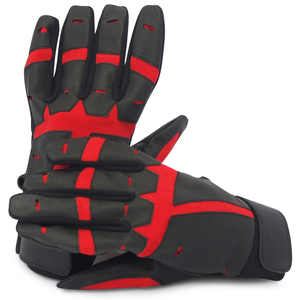 New Model Batting <b>Gloves</b> in Red & Blue Fabric & Leather Combination - Product Image 1