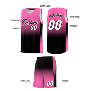 Ensemble d'uniformes de basketball personnalisés en gros, dégradé rose, maillot et short en polyester à séchage rapide, kit d'équipe OEM, vêtements de sport, usine - Product Image 5