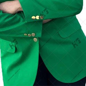 Blazer élégant pour femme en laine rose uni anti-rides, broderie 3D, boutons dorés, détails tissés, col en V, longueur régulière, poches - Product Image 4