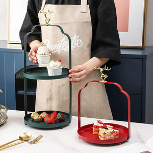 Customized Two Tier <b>Cake</b> <b>Stand</b> With Red Matte And Customized Color Along With Easy Grip Metal Knob In Deer Shape - Product Image 1