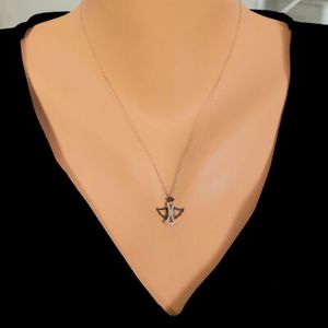 Collar de Plata de Ley 925 con Incrustaciones de Piedras Rosas, Negras y Blancas, Tecnología de Engaste en Bisel, para Creencias Cristianas - Product Image 1