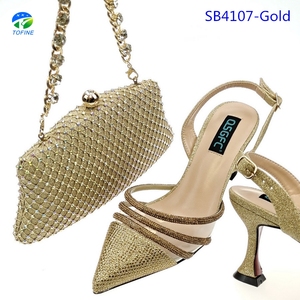 Set di borse per <span class=keywords><strong>scarpe</strong></span> con <span class=keywords><strong>tacco</strong></span> <span class=keywords><strong>medio</strong></span> in tinta con borsa squisita adatta per feste - Product Image 2