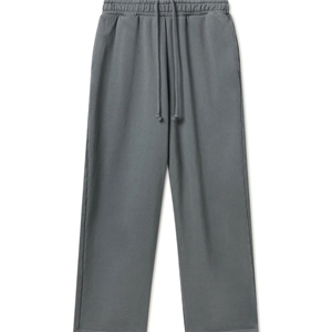 กางเกงผู้ชายขาตรงผ้าฟลีซผ้าคอตตอนสีเทาเข้มกางเกงสเวตเตอร์เอวยางยืดออกแบบได้ด้วยตัวเอง - Product Image 1